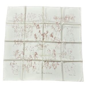Hermès Paris “Croquis Champs de Courses” Silk Scarf